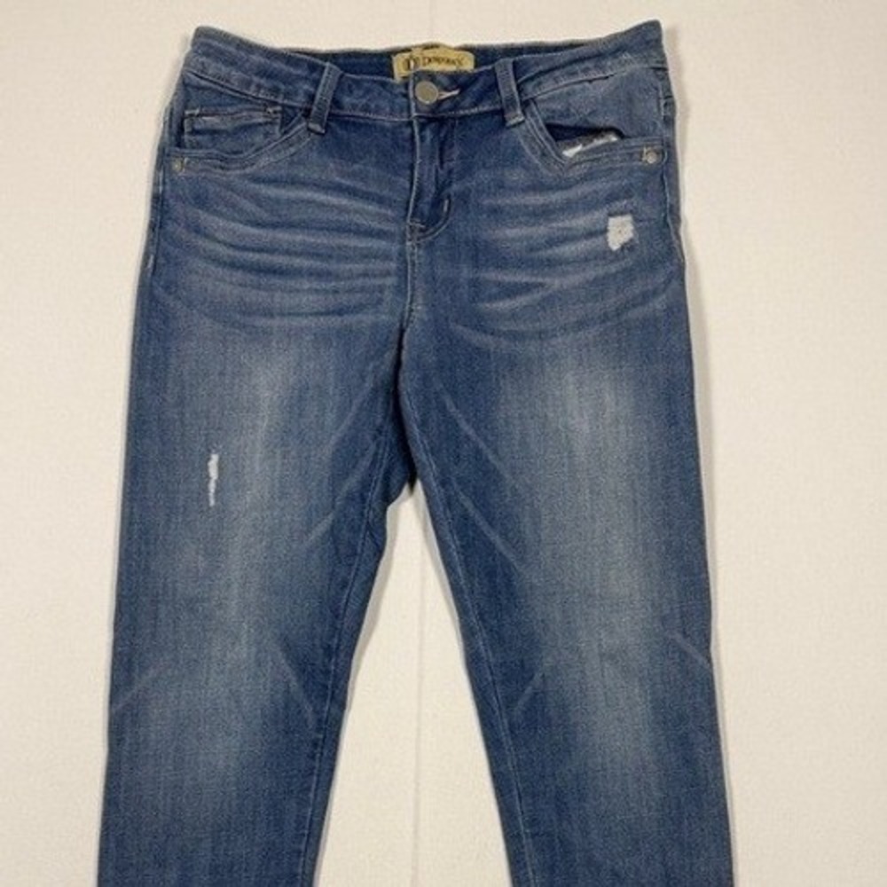 Democracy Seamless Ankle Skimmer Jeans Blue Distressed Raw Hem Size 6 B17560HSM - Picture 3 of 10